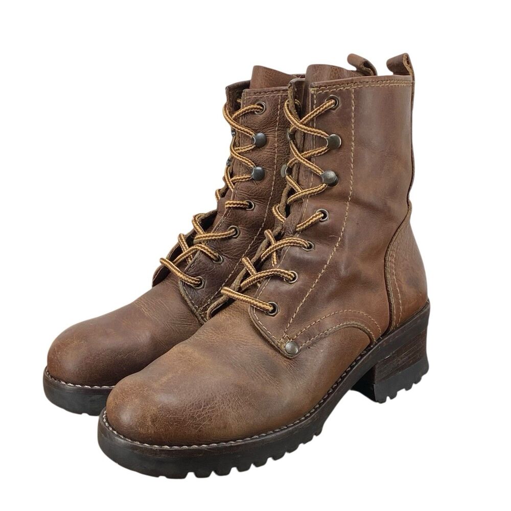 MIA Lace Up Combat Boots Brown Leather‎ Women's Size 9